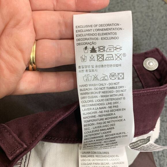 Levis Jeans Womens 32 Red 535 Skinny Coated Faux Leather Panel Moto Rocker Punk - Picture 14 of 16